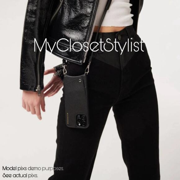 BANDOLIER Black 14 PRO NEW! Pebbled Leather Wallet Case! Unisex Crossbody Hooks - Picture 5 of 6